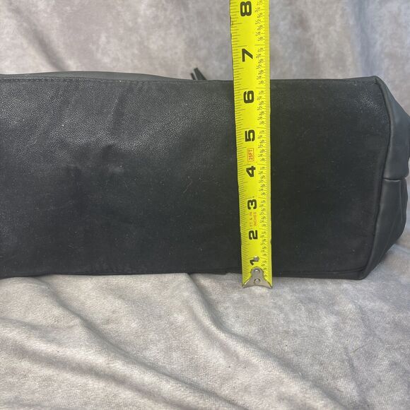 Coldwater Creek Black Polyurethane Hobo Shoulder Bag Purse Bamboo Trim Handles - Picture 9 of 9